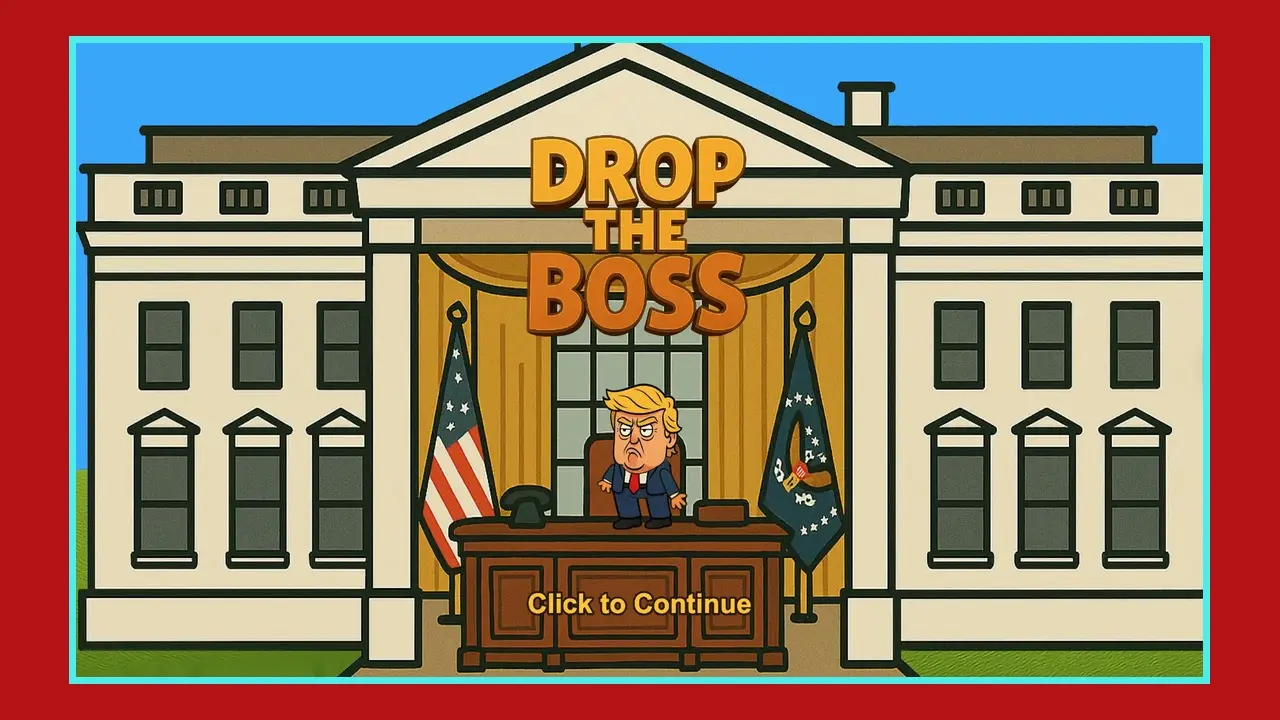 Im Spiel fällt ein Donald-Trump-Simulator aus dem Flugzeug und fliegt und stürzt über alle Objekte hinweg.